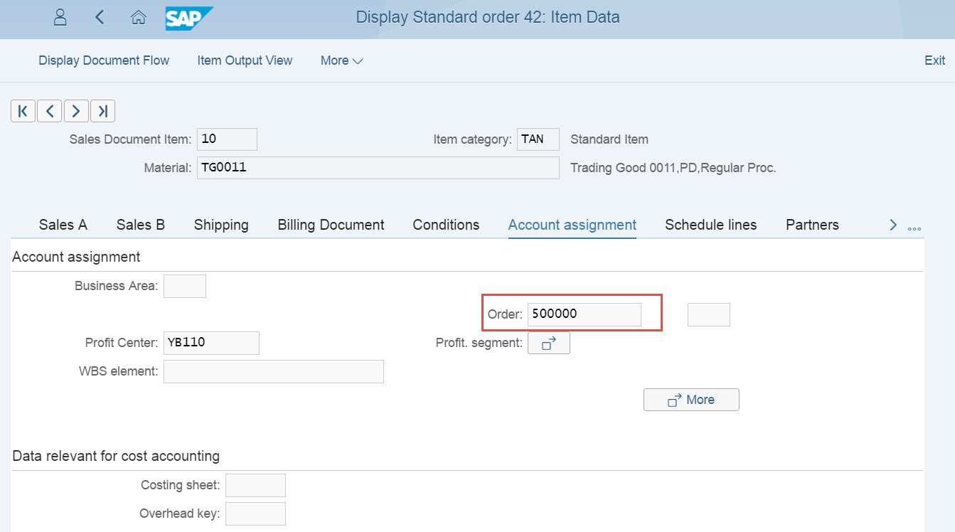 Fiori Internal Order Sales Order