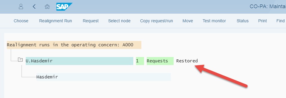 Realignment Restore status